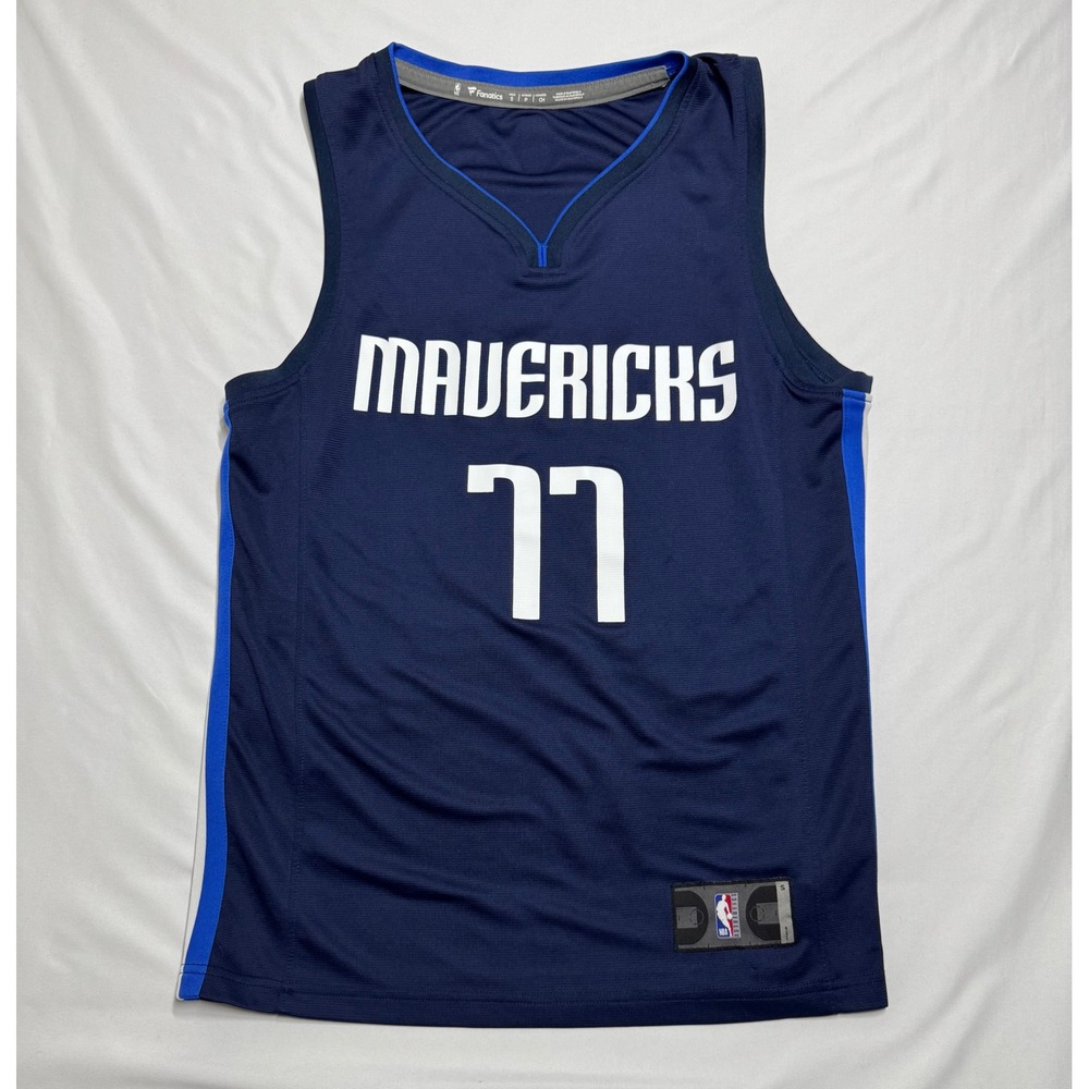 Fanatics Dallas Mavericks Luka Doncic #77 NBA Jersey Mens Small Navy Blue